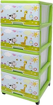 Комод с рисунком НА ЛУЖАЙКЕ зеленый Dunya