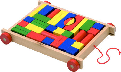 Кубики деревянные на тележке Woody