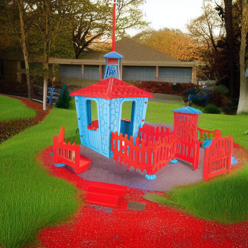 Игровой домик с оградой Pilsan Stone Красно-голубой