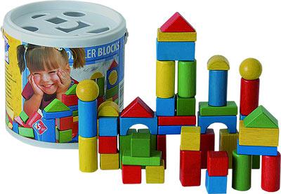 Кубики деревянные, 45 шт. (в ведерке) Woody