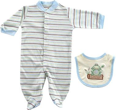 Комбинезон и нагрудник ОРГАНИК голубой, 6-9 месяцев Hudson Baby