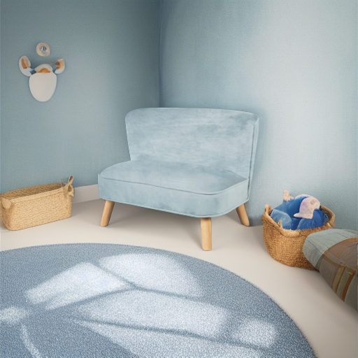 Детский велюровый диван Lil Sofa голубой Roba