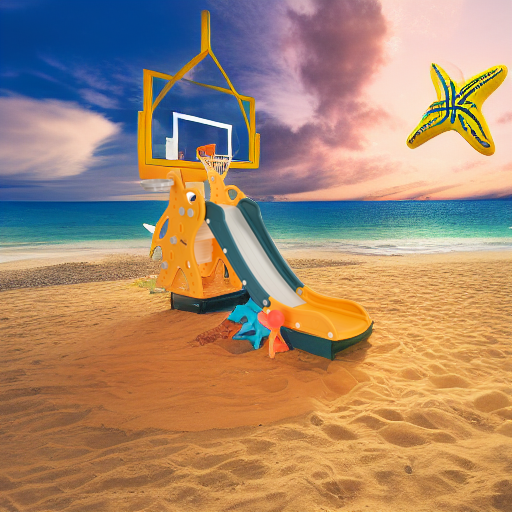 Горка Морская звезда с баскетбольным кольцом желтая
