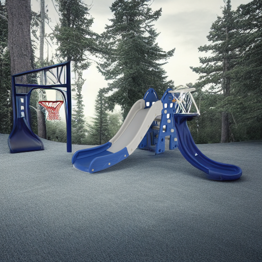 Горка с баскетбольным кольцом Замок синяя-серая