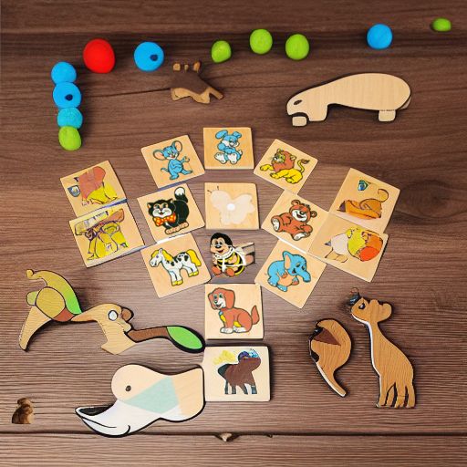 Пазлы деревянные Забавные животные, 10 штук ЛЭМ