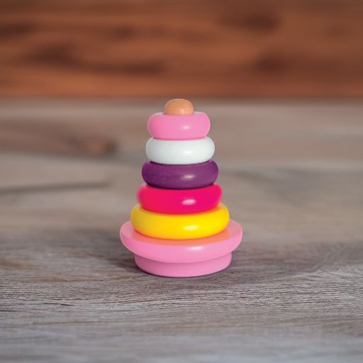 Пирамидка-неваляшка деревянная розовая Woody