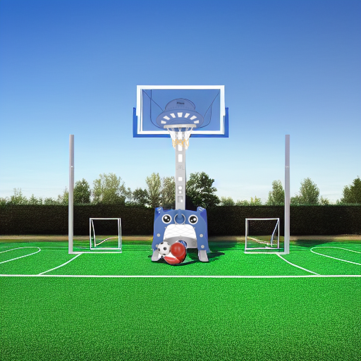 Стойка баскетбольная Марсик с кольцебросом и футбольными воротами синяя