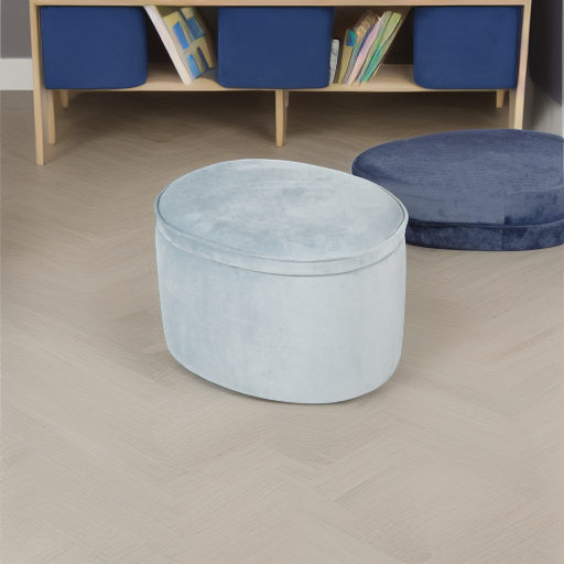 Детский велюровый овальный пуфик Lil Sofa голубой Roba