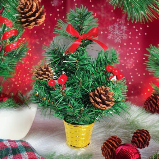 Ель искусственная декоративная 30 см, ягоды/шишки