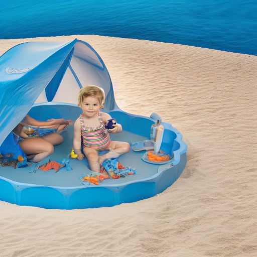 Песочница РАКУШКА с тентом голубая PARADISO