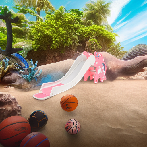 Горка с баскетбольным кольцом Дино коралловая