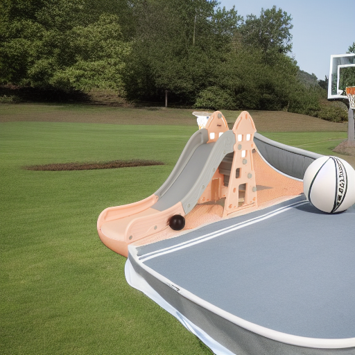 Горка с баскетбольным кольцом Замок бежевая-серая