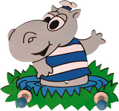 Вешалка настенная БЕГЕМОТИК В ОЗЕРЕ, 2 крючка Pomy Toys