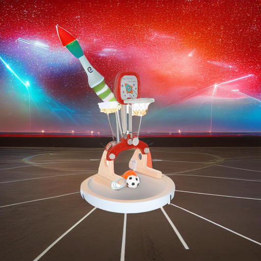 Стойка баскетбольная Ракета с кольцебросом и футбольными воротами красная