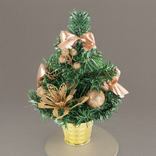 Ель искусственная декоративная 30 см, украшения кремовое золото