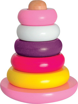 Пирамидка-неваляшка деревянная розовая Woody