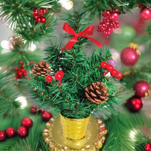 Ель искусственная декоративная 30 см, ягоды/шишки