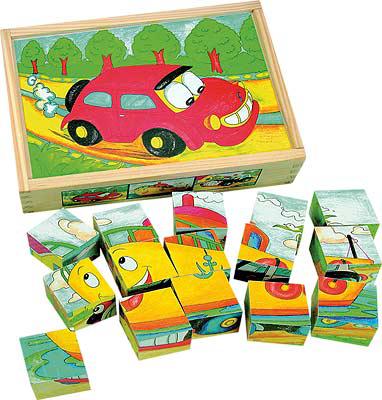 Кубики с картинками ВЕСЕЛЫЕ АВТОМАШИНЫ Woody