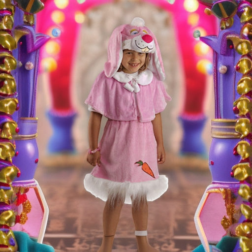 Зайка розовая плюшевая, рост 122-128 КарнавалиЯ