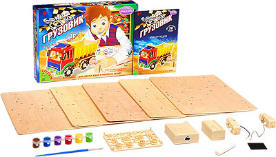 Деревянный 3D-пазл ГРУЗОВИК с движением Bondibon