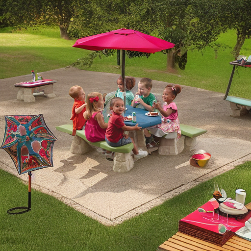 Столик со скамейками и зонтом Пикник-2 Step 2