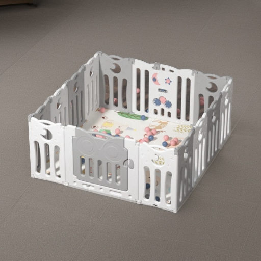 Детский манеж-ограждение Сова серый/белый