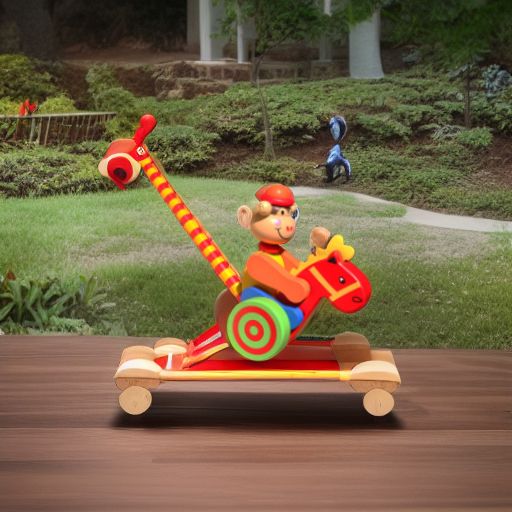 Игрушка-каталка деревянная Обезьянка на лошадке Woody