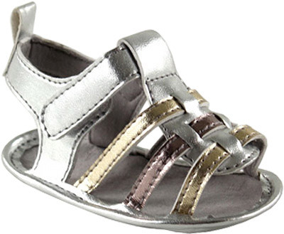 Сандалики для девочки серебряные, 12-18 месяцев Luvable Friends