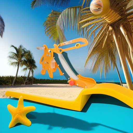 Горка Морская звезда с баскетбольным кольцом желтая