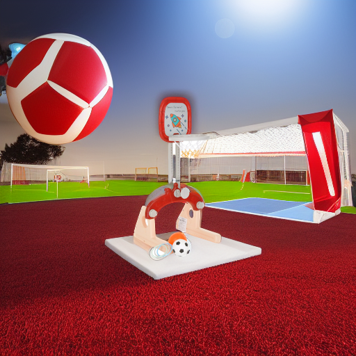 Стойка баскетбольная Ракета с кольцебросом и футбольными воротами красная