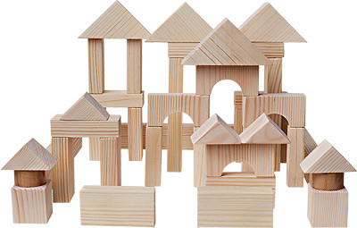 Конструктор деревянный ПОСТРОЙ СВОЙ ГОРОД, 51 деталь ТД Дворики