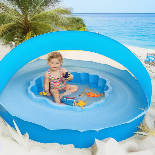 Песочница РАКУШКА с тентом голубая PARADISO