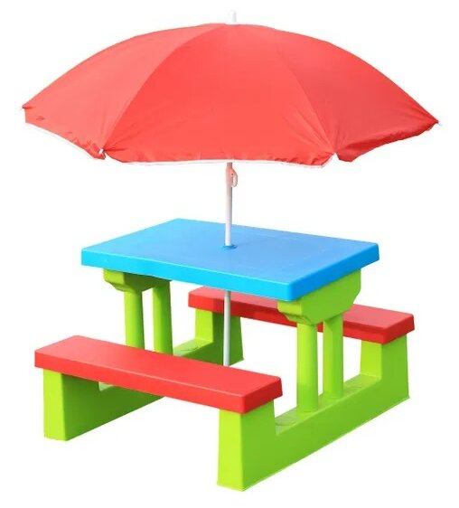 Стол садовый Пикник с зонтом UNIX Kids Garden голубой