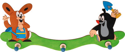 Вешалка настенная КРОТ И ЗАЙЧИК НА ДАЧЕ, 3 крючка Pomy Toys