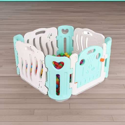 Детский манеж-ограждение Морской белый-салатовый Pituso