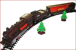 Железная дорога с паровозом с товарным вагоном FenFa