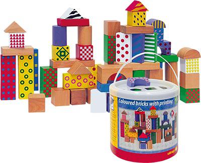 Кубики деревянные, 50 шт. (в ведерке) Woody