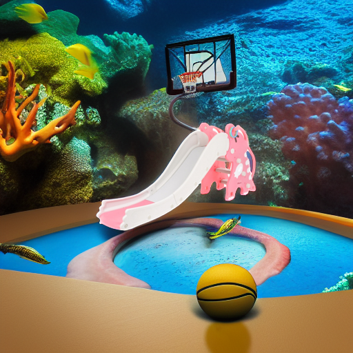 Горка с баскетбольным кольцом Дино коралловая