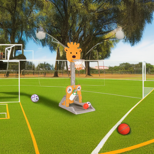 Стойка баскетбольная Жираф с кольцебросом и футбольными воротами Pituso