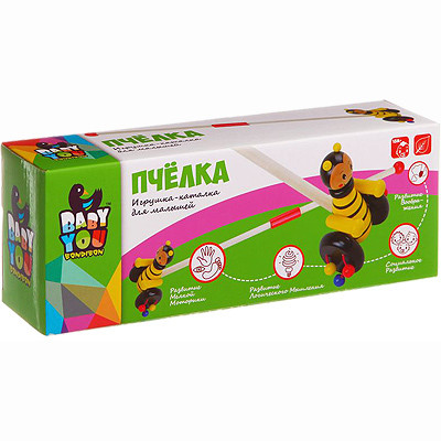 Игрушка-каталка ПЧЕЛКА на палочке Bondibon