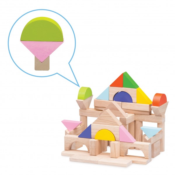 Набор цветных деревянных кубиков, 50 штук