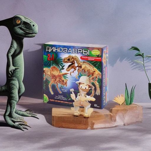 Французские опыты ДИНОЗАВРЫ 2 в 1 Bondibon