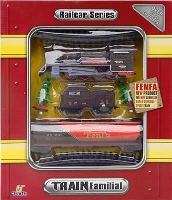 Железная дорога с паровозом с товарным вагоном FenFa