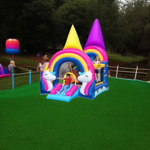 Надувной батут интерактивный с горкой Сказочный единорог