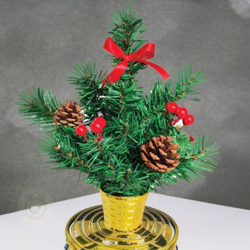 Ель искусственная декоративная 30 см, ягоды/шишки