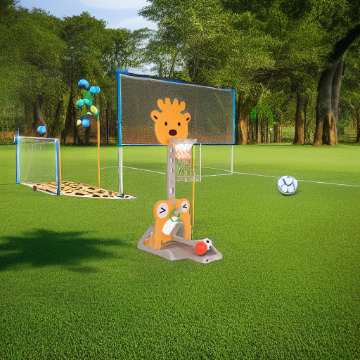 Стойка баскетбольная Жираф с кольцебросом и футбольными воротами Pituso