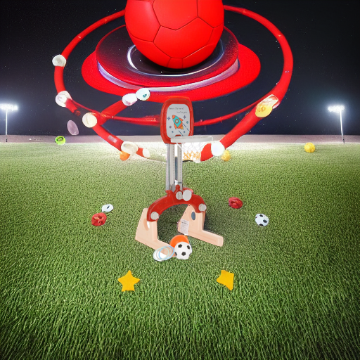 Стойка баскетбольная Ракета с кольцебросом и футбольными воротами красная