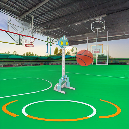 Стойка баскетбольная Ultraman с кольцебросом и футбольными воротами зеленая