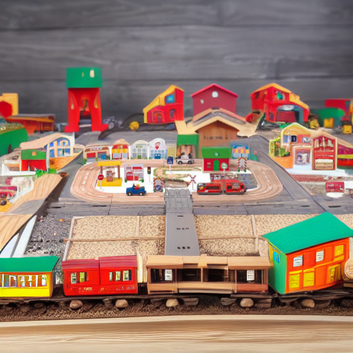 Деревянная железная дорога ГОРОД, 42 элемента Woody