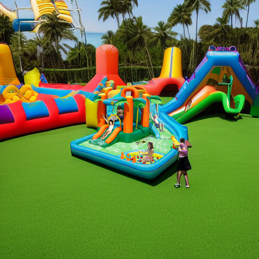 Надувной батут с горкой Тропикана 2 Happy Hop